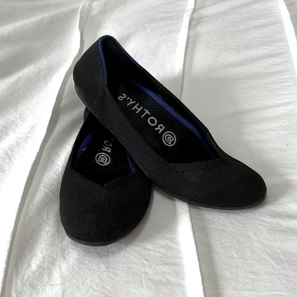 Rothy’s Ballet Flat Shoes Slip On Round Toe In Black Size 6